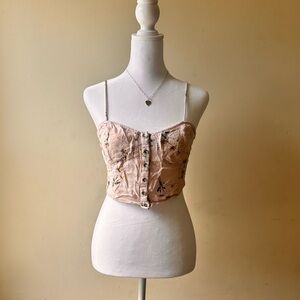 Billabong Floral Button-Up Crop Top - Cream